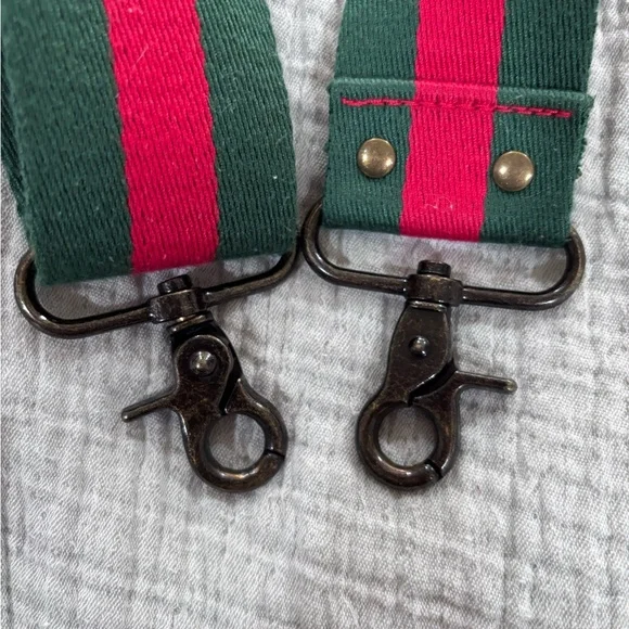 Parker Thatch Green and Red Striped Bag Strap - Picture 2 of 5